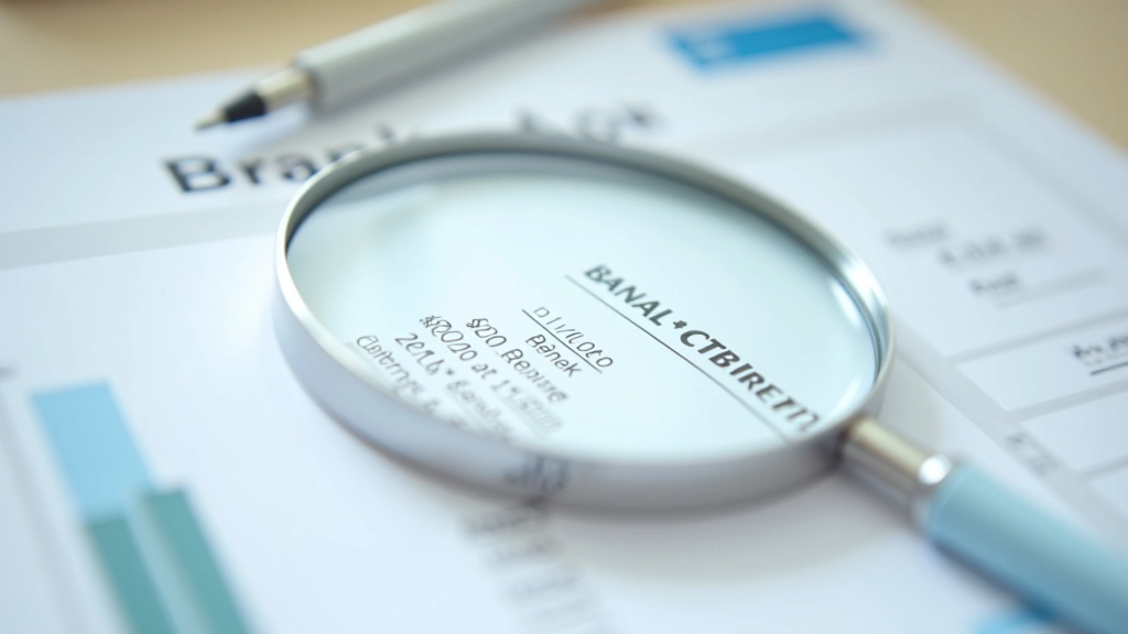 Close-up of bank fees listed on a document with magnifying glass highlighting different charge amounts